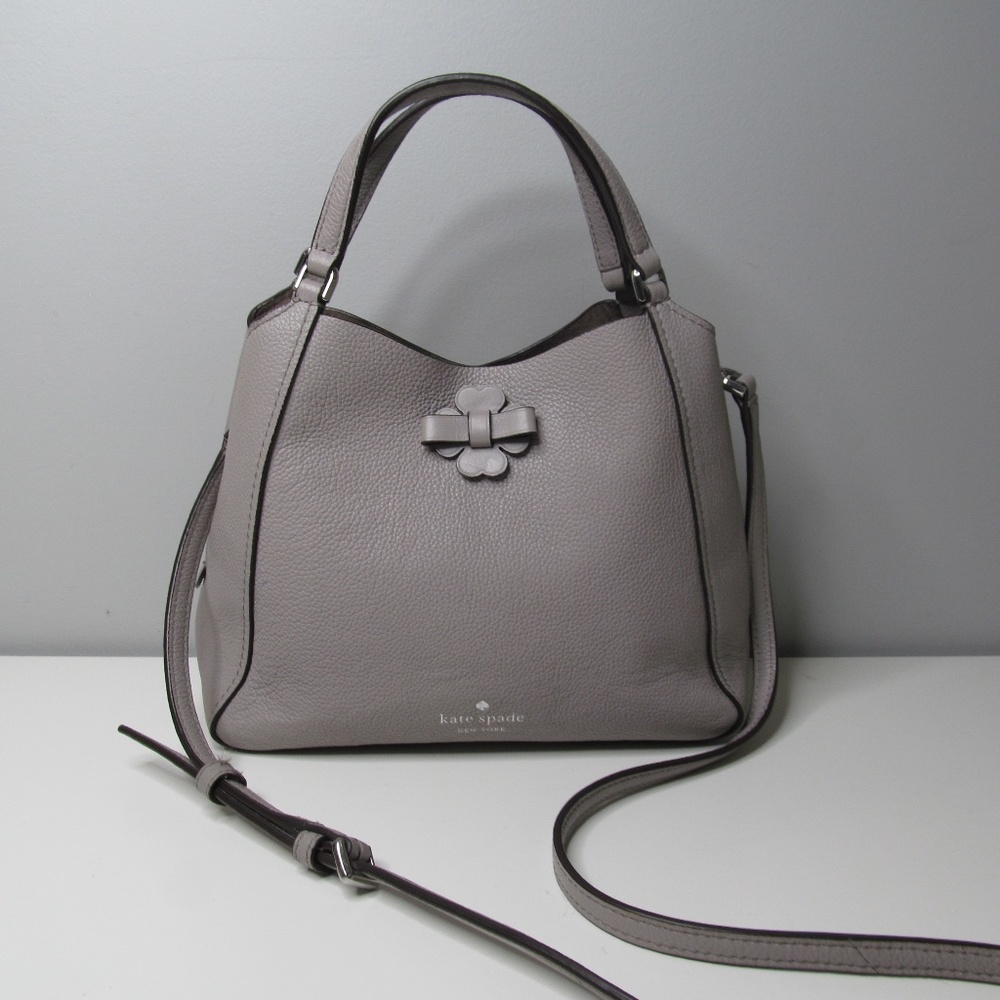 Kate Spade New York Talia Small Triple Compartment Shoulder Bag Purse Grey